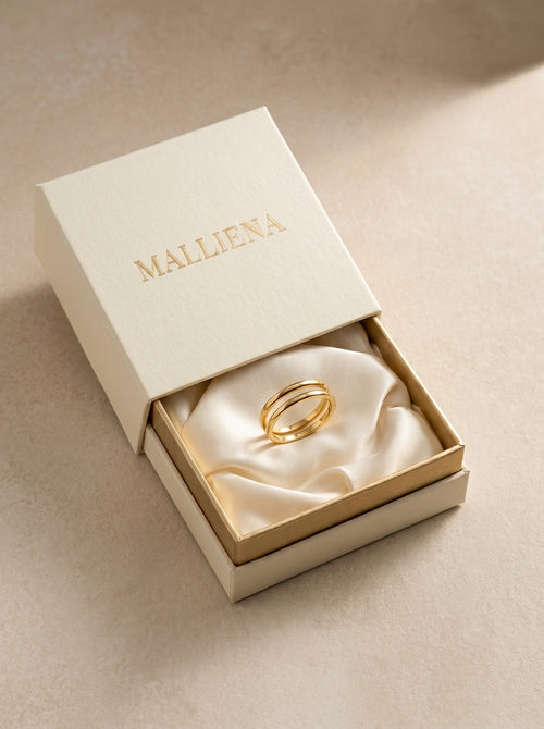 Anillo Doble Cruzado en caja de regalo MALLIENA