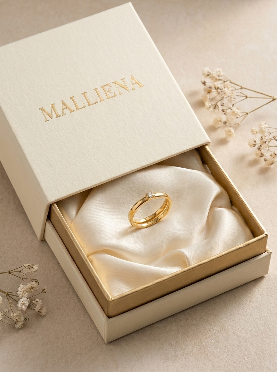 Anillo Solitario en caja MALLIENA