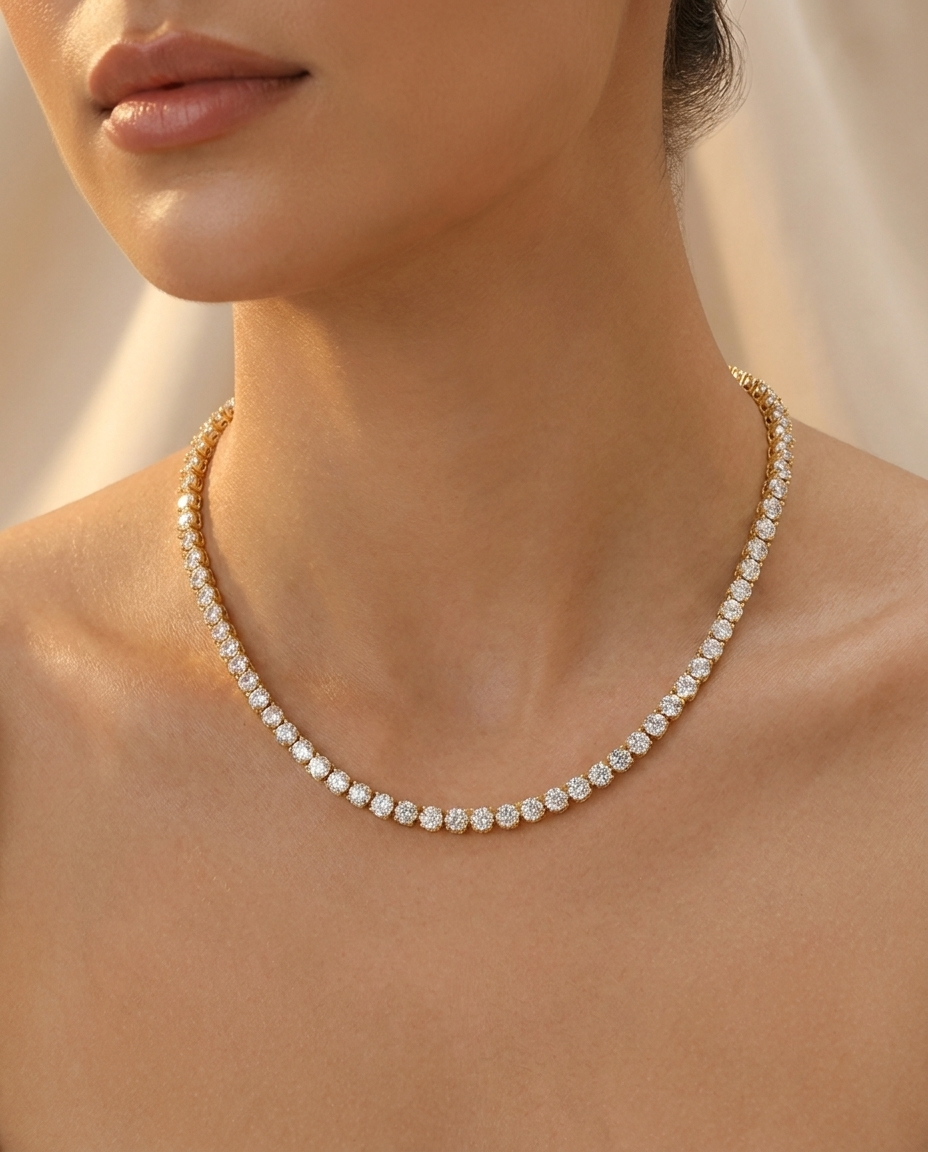 Mujer con Collar Riviere Tennis MALLIENA