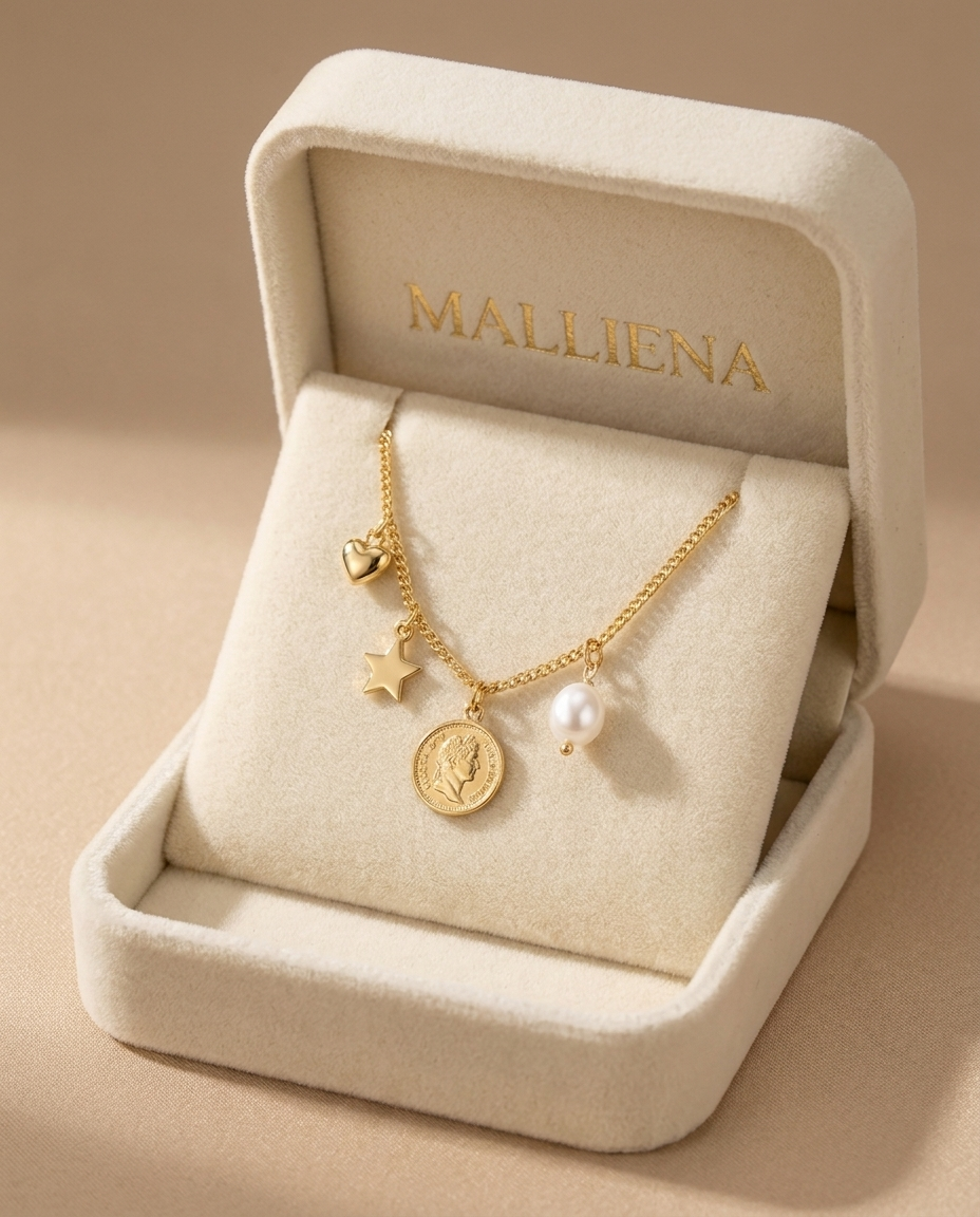 Collar Charms en la caja de regalo MALLIENA