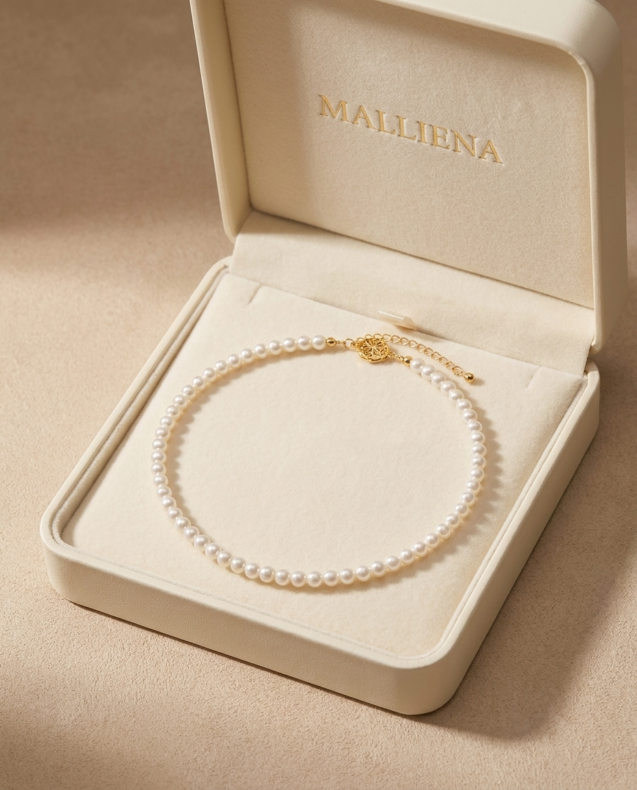 Collar Choker de Perlas en la caja de regalo MALLIENA