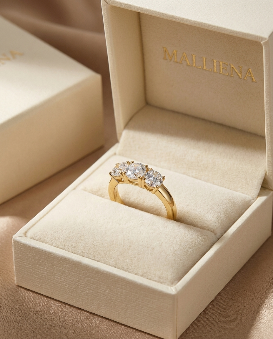 Anillo Trilogía en la caja de regalo MALLIENA