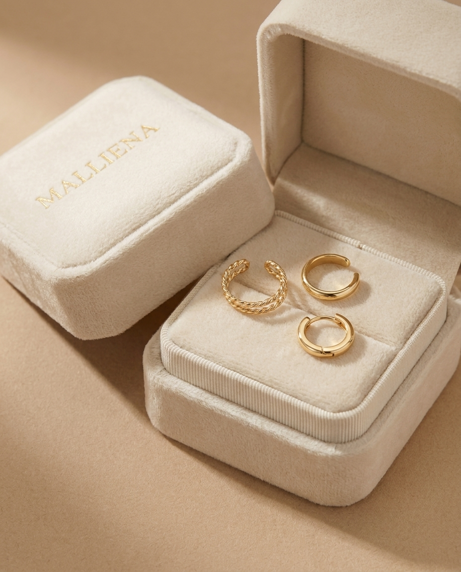 Set de Pendientes Ear Cuff en la caja de regalo MALLIENA