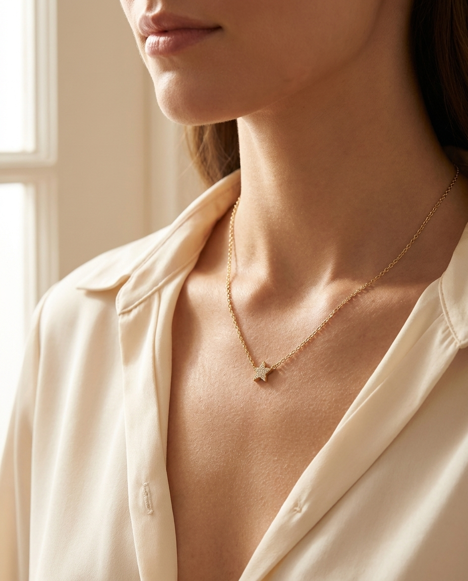 Mujer con el Collar Estrella Polar MALLIENA