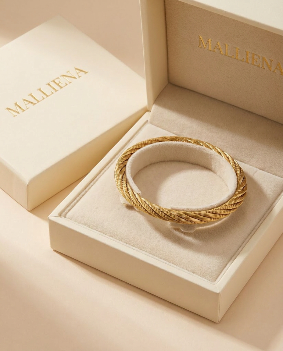 Pulsera Cable Trenzado en la caja de regalo MALLIENA