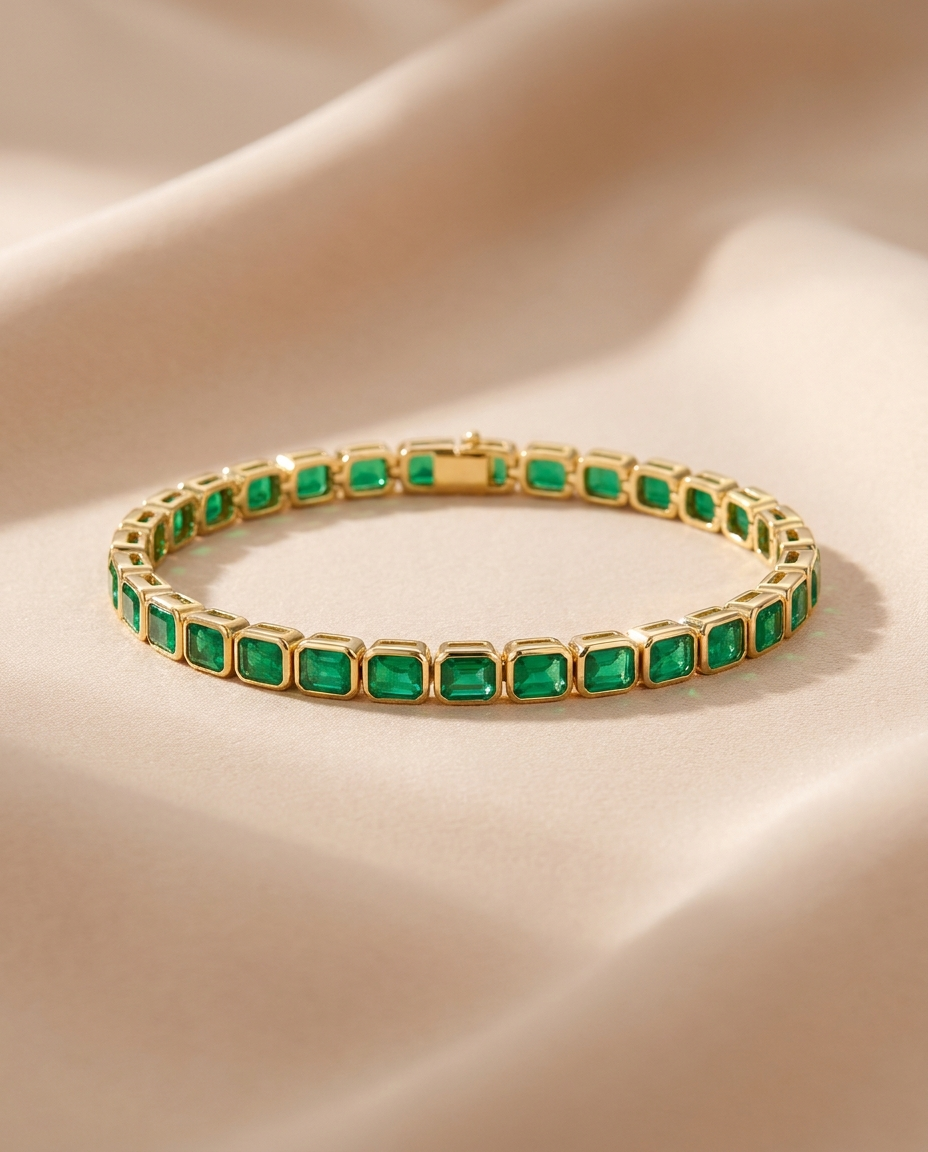 Pulsera Tenis Esmeralda MALLIENA